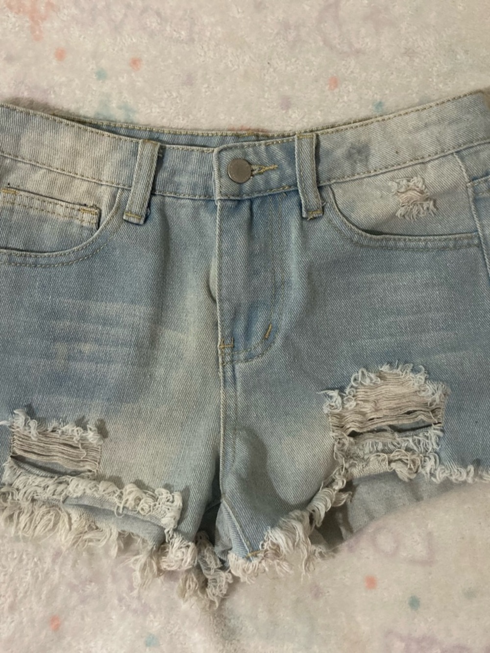 SHEIN Light Blue Distressed Denim Shorts